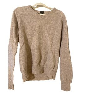 J. Crew 100% lambswool tan v-neck sweater slim size large